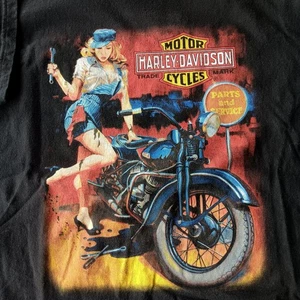 Vintage Harley Davidson Charlotte NC Mens 2XL Black Beefy -T Made in USA - Picture 1 of 7