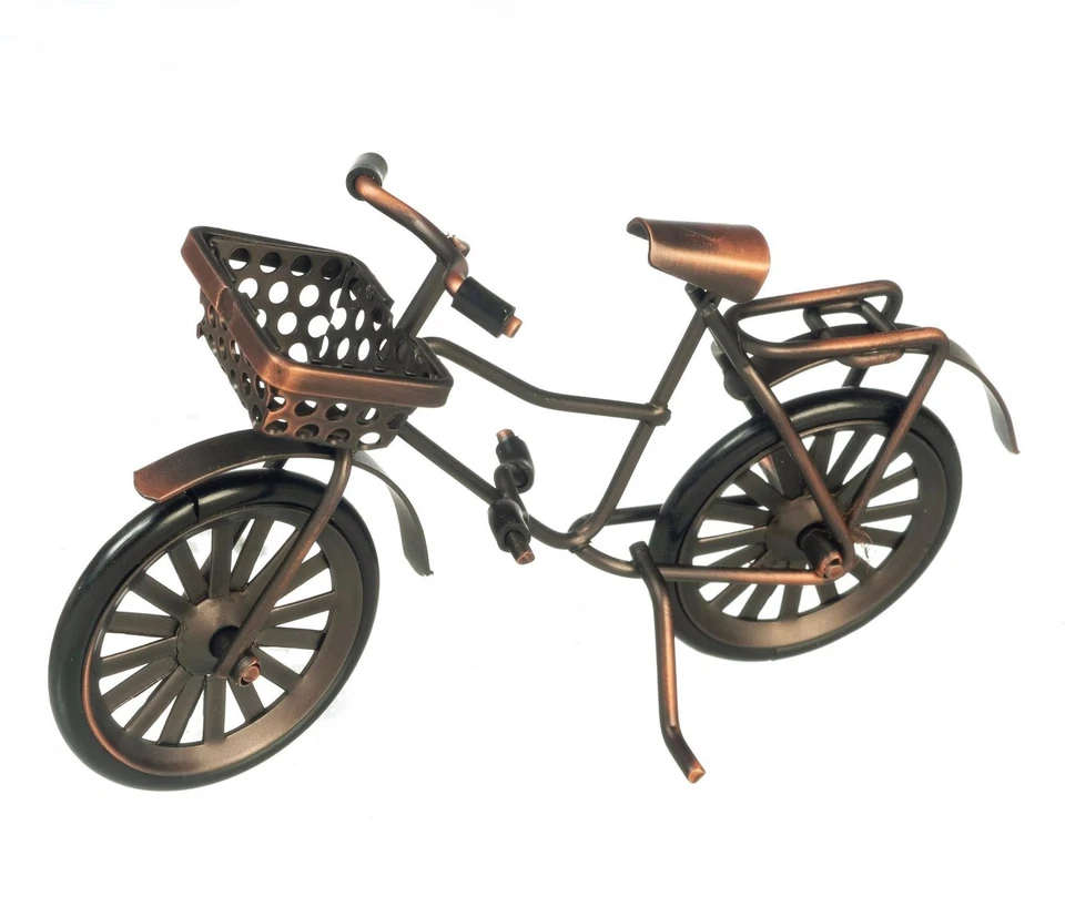 Bicicleta Miniatura Casa de Muñecas Hadas Jardín Metal Marrón con Cesta - Compra 3 Ahorra $5 Foto 1 de 1