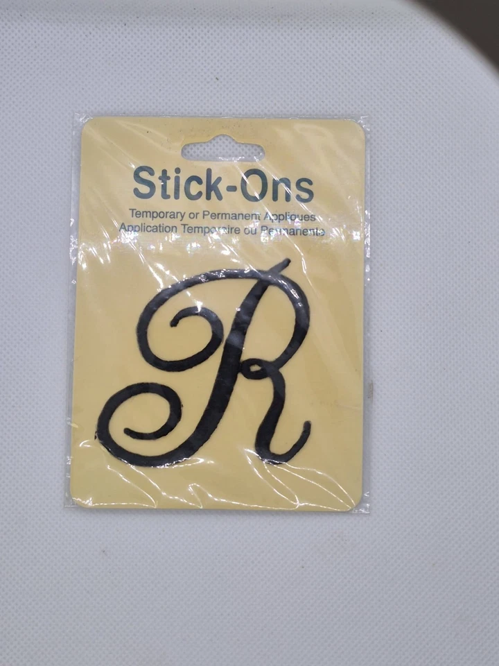 BLACK SCRIPT 2" LETTER R Iron On Patch Embroidered - Image 1 of 1