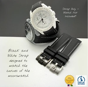 Kautschuk Uhrenarmband für Omega x Swatch MoonSwatch Mission to the Moon schwarz weiß - Bild 1 von 14