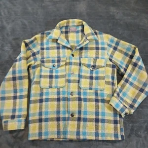 Vintage 1960s 1970s Pendleton Wool Plaid Shirt Jacket Men’s S USA Made 21x27 - Picture 1 of 11