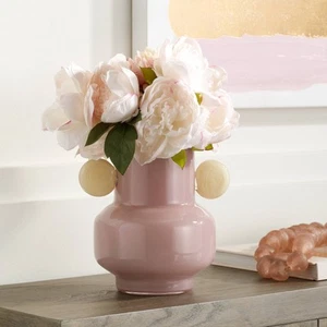 Delvin 8 1/2" hohe rosa und gelbe Glas dekorative Vase - Bild 1 von 9