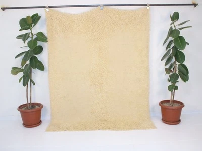 Alfombra peluda de piel de oveja beige grande 5,1x6,5 pies (158x200 cm) hecha a mano de lana natural  Foto 1 de 4