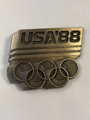 Vintage 80’s Brass Belt Buckle - 1988 USA '88 OLYMPICS - Image 1 of 2