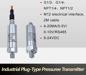 Pressure Transmitter 4-20mA Stainless Steel Industrial M12 Plug Type IP67 Sensor - Picture 1 of 17