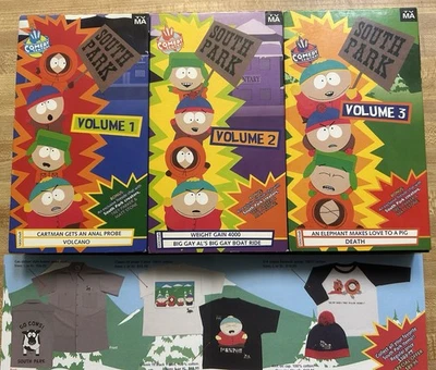 South Park VHS Volumes 1, 2, 3 w/  Merchandise ORDER FORM PAPER  Tested-all Work - Image 1 of 2