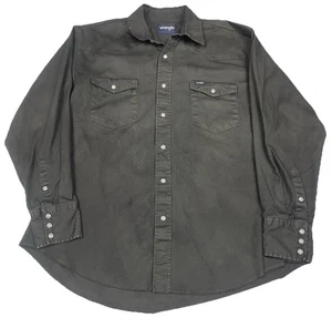 Camisa De Colección Wrangler Brushpopper Para Hombre XL Perla Snap Vaquero Occidental Rodeo Gris - Imagen 1 de 8
