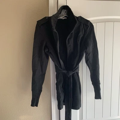 James Perse 1 Mujer Gris Sudadera Chaqueta Polar Cuello Corbata Cintura Cárdigan Foto 1 de 4