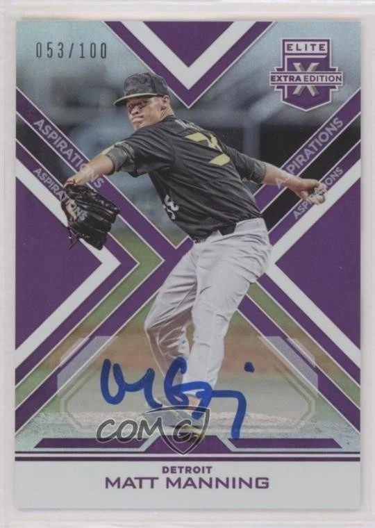 2016 Panini Elite Extra Edition Aspirations Purple /100 Matt Manning #9 Auto - Image 1 of 2