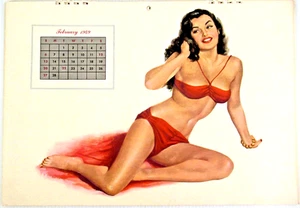 ESQUIRE "FEBRUAR 1949 / KALENDERBLATT" ~(AL MOORE)~ **SEXY PIN-UP / KUNSTDRUCK** - Bild 1 von 4