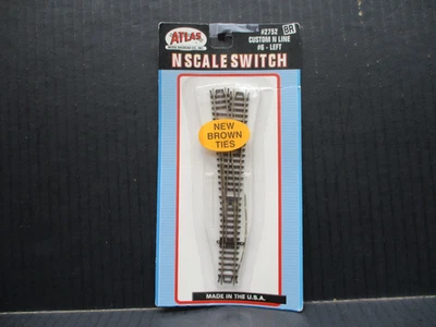 Atlas N Scale #6 Code 80 Manual Switch Left #2752 Brown Ties Mint - Image 1 of 2