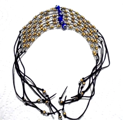 6 Glück-Freundschaftsbänder Murano Türkisches Auge Nazar Perle klar/gold 3mm - Bild 1 von 2