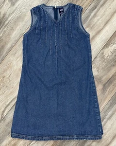 Gap Vintage Denim Jean Jumper Embroidered Dress- Size Medium (7-8) - Picture 1 of 6