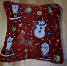 Red Christmas Tapestry Festive Xmas Soft Unfilled Cushion Cover 18" X 18"