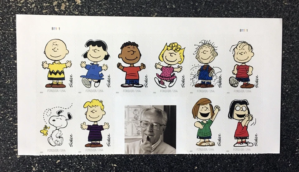 2022USA #5726 Forever Charles M Schulz - Top Plate Block of 10  charlie brown - Image 1 of 1