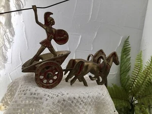 Antique Greek Charioteer (Achilles) Bronze Figurine Great Detail, Tires Roll - Picture 1 of 13