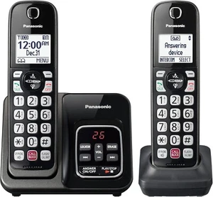 Panasonic KX-TGD832M Expandable Cordless Phone System 2 Handsets Black Open Box - Picture 1 of 8