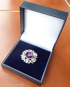 Feine schottische Schottland Distel Ring Stein Brosche Abzeichen im Etui ** 4 Bilder **  - Bild 1 von 4