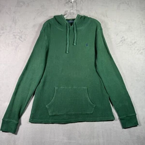Polo Ralph Lauren Hoodie Herren L Grün Waffelstrick Thermo Blau Pony Gorpcore - Bild 1 von 13