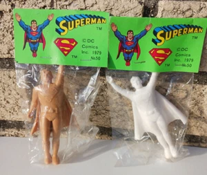 V. Rare Superman Rubber Figures Vintage 1979 DC Comics Keshi Gomu Japan Sealed - Picture 1 of 6