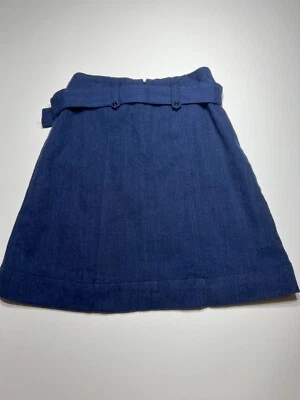 Falda Merona para mujer talla 2 azul con cinturón recta línea A mezcla de lana bolsillos forrados Foto 1 de 4