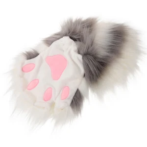-exposed Gloves Furry Paws Plush Animals Palm Bridegroom - Picture 1 of 12
