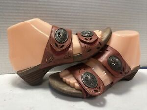 Abeo Women's Sandals Size 8 Burgundy Leather Slip On Straps  HHR10-10