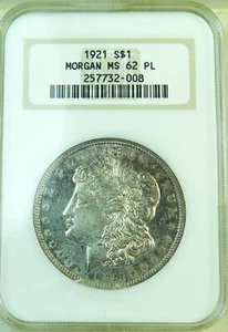 Dollaro Morgan 1921 NGC MS62PL *VAM 21 dbl stelle sinistra/scribbles* EP - Foto 1 di 4