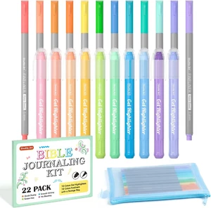 Bible Highlighters and Pens No Bleed, 22 Pack Bible Journaling Kit, 10 Colors Ge - Picture 1 of 12