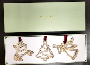 Judith Ripka 3pc Gold Tone Crystal Christmas Tree Angel Reindeer Ornament New 1B - Picture 1 of 6