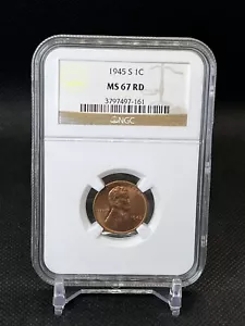 1945-S Lincoln Wheat Cent 1c NGC MS67 RD Nice Investment Coin - Picture 1 of 2