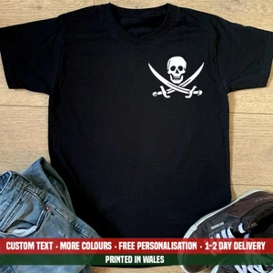 Camiseta de Bolsillo Bandera Pirata Divertida Calavera Huesos Cruzados Sirena Marido Genial Regalo Top - Imagen 1 de 1