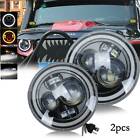 2pcs Hi/Lo + HALO 7" Inch Angeleye LED Headlight Pair for Land Rover Defender UK