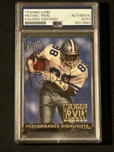 1993 93 Ultra Performance Highlights #8 Michael Irvin Auto Fleer Stamp PSA Auth - Picture 1 of 2