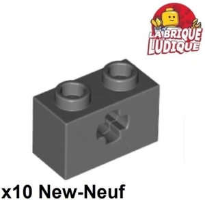 LEGO Technic 10x Lego Brick 1x2 Axle Hole Dunkelgrau / Dark Bluish Gray 32064 - Bild 1 von 1