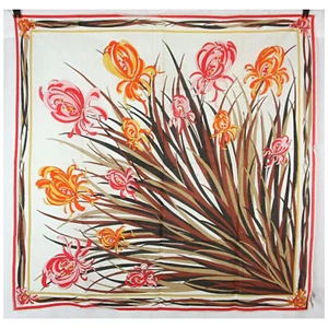 Vintage Emilio Pucci Floral Iris Scarf Kerchief Square Cotton Italy 1970s 34" - Picture 1 of 7
