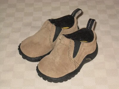 ZAPATOS MERRELL JUNGLE MOC JR CLÁSICOS DE CUERO TOPO SIN CORDONES PARA NIÑOS TALLA 3 LKNW Foto 1 de 4