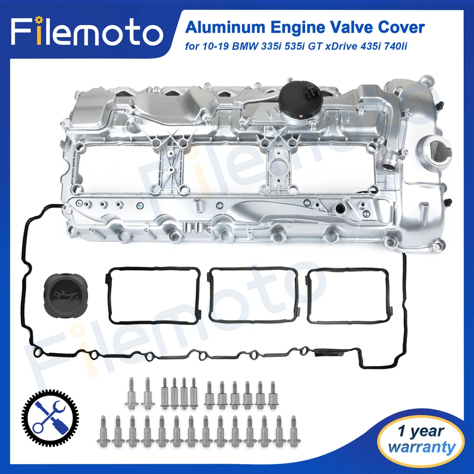 Cubierta de válvula de aluminio con pernos de junta para 10-19 BMW 335i 535i GT xDrive 435i 740li Foto 1 de 4