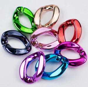 50X Plating Opening Acrylic Chain Link Assembled Bead Necklace Jewelry Making - Picture 1 of 14