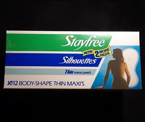 1980's Stayfree Silhouettes Thin Maxi Pads Sealed Box Of 12 - RARE Nude Graphics - Picture 1 of 6