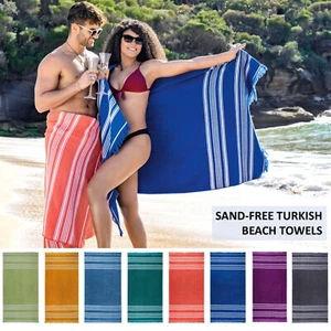 Turkish Beach Towel Oversized, Bath Pool Travel Spa Towels, Sand Free Quick Dry - Picture 1 of 92