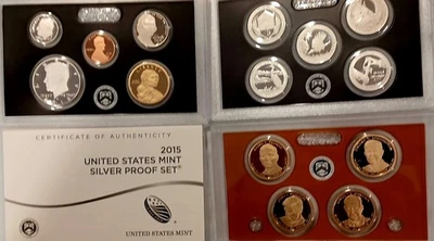 2015-S US Mint Silver Proof Set with COA & Box 14 Coins 90% United States - Image 1 of 2
