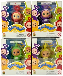 Teletubbies TLS CheeBee Set of 4 Flocked Mini Figures 2.5" Tinky Winky Po Dipsy - Picture 1 of 9