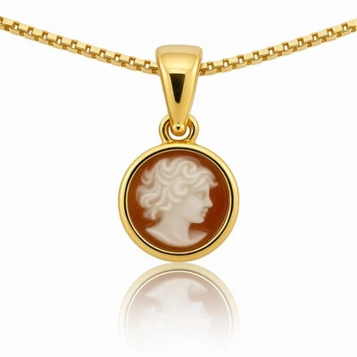 Catenina argento925 Ciondolo tondo cammeo volto donna gioiello donna artigianale - Immagine 1 di 4