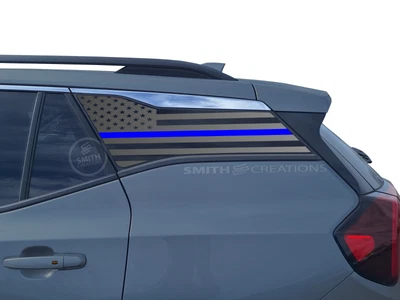 Fits 2018-2025 GMC Terrain Rear Side American Flag BLUE LINE Window Decal Foto 1 de 3