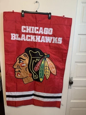 Chicago Blackhawks Applique Banner Flag Party Animal 44" x 28" Stitched - Image 1 of 4