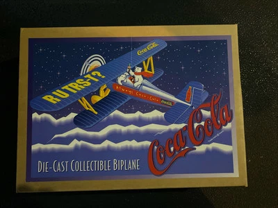 Vintage 1997 Coca Cola Die Cast Collectible Stearman Biplane W/ Polar Bear Pilot - Image 1 of 4