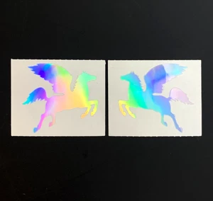 2 UNICORN PEGASUS rainbow sticker MOD prism prismatic foil holo holographic - Picture 1 of 4