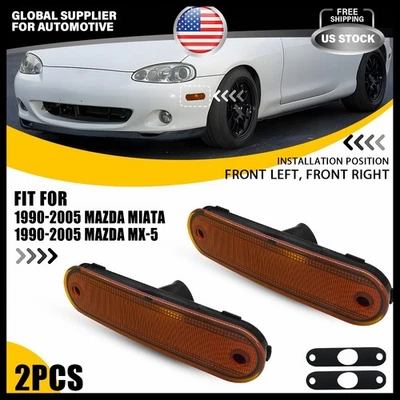 Luz de señalización lateral del parachoques delantero carcasa lente ámbar para Mazda Miata MX-5 1990-2005 Foto 1 de 4