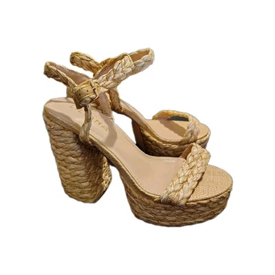 Sandalia con correa de plataforma Liliana para mujer talla 7 tostado/marrón grueso tacones de 5"  Foto 1 de 4